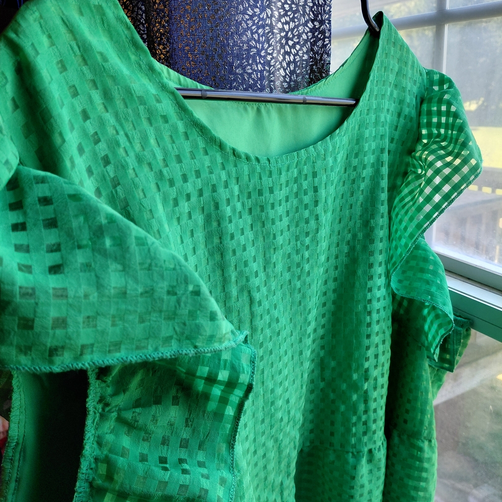 Green Textured Dress 4x